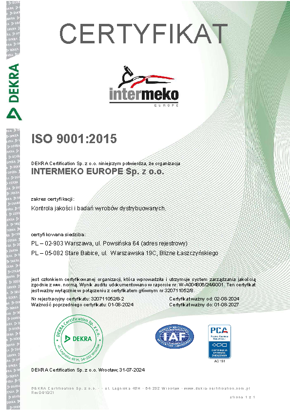 Uzyskaliśmy certyfikat ISO 9001:2015